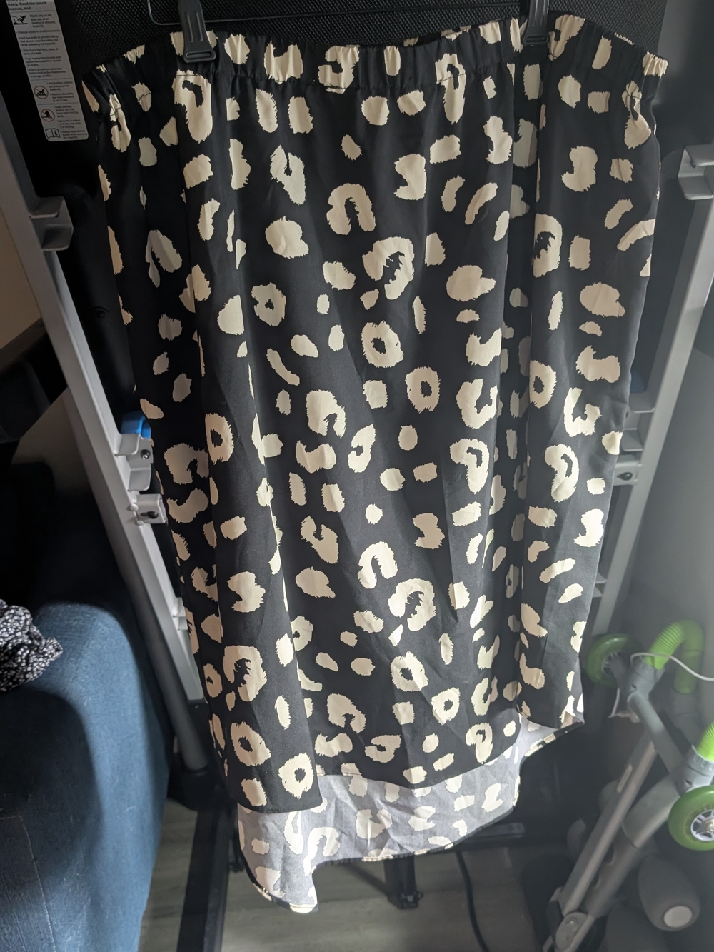 SHEIN Black Cream Animal Print Midi Skirt